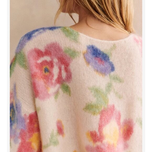 Sezane Teresa Cardigan  S/M/L Monday Pink Cream Kid Mohair Sweater Knit French - Picture 3 of 10